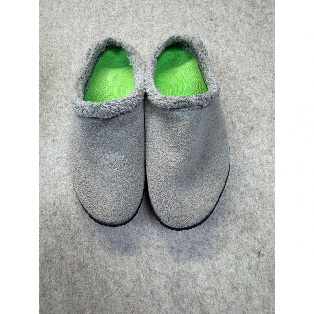 OOFOS OOCoogee Clogs Mens 11 Grey Green Fleece Lined Recovery Mules